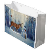 ディアアンドハッピーホテル雪だるまウィンターホリデーシーン ラージペーパーバッグ (正面アングル)