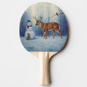 ディアアンドハッピーホテル雪だるまウィンターホリデーシーン 卓球ラケット (裏面)