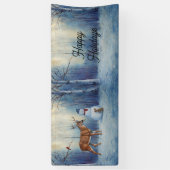 ディアアンドハッピーホテル雪だるまウィンターホリデーシーン 横断幕 (縦)