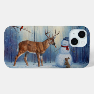 ディアアンドハッピーホテル雪だるまウィンターホリデーシーン iPhone 15ケース