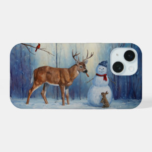 ディアアンドハッピーホテル雪だるまウィンターホリデーシーン iPhone 15ケース