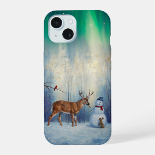 ディアアンドハッピーホテル雪だるまウィンターホリデーシーン iPhone 15ケース