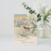 ディアウィンタースノーキャビン山常緑樹 ポストカード (スタンド正面)