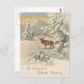 ディアウィンタースノーキャビン山常緑樹 ポストカード (正面/裏面)