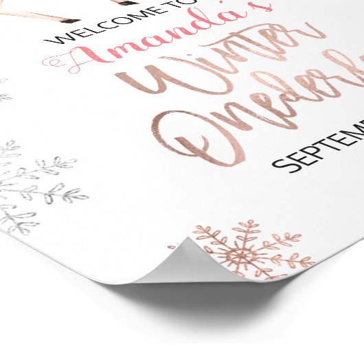 ディアウィンタースノーフレークワンダーランド誕生日へようこそ ポスター (角)