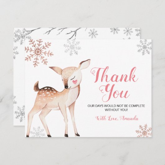 ディアウィンタースノーフレークONEderland誕生日 サンキューカード (正面/裏面)