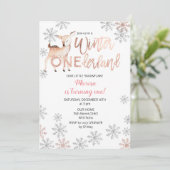 ディアウィンターワンダーランド誕生日招待状バラ金ゴールド 招待状 (スタンド正面)