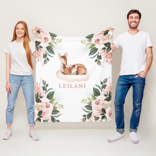 ディアウォーターカラーピンクフローラカスタム フリースブランケット (インサイチュ)