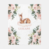 ディアウォーターカラーピンクフローラカスタム フリースブランケット (正面)