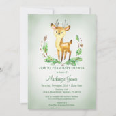 ディアウッドランドベビーシャワー招待状グリーン 招待状 (正面)