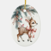 ディアウッドランドヴィンテージスタイルパーソナライズされたクリスマス セラミックオーナメント (正面)