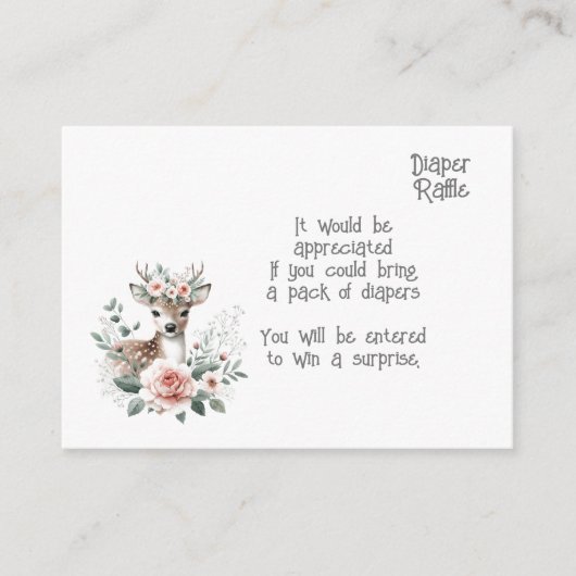 ディアウッドランド動物ベビーおむつラッフル エンクロージャーカード (正面)
