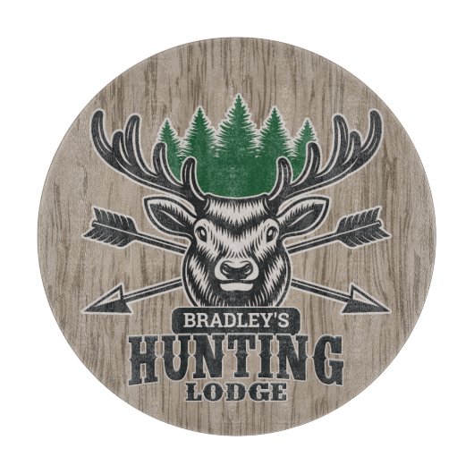 ディアエルクハンターアッドネームボウ狩りロッジキャビン  カッティングボード (正面)