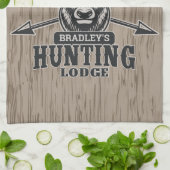 ディアエルクハンターアドネームボウ狩りロッジキャビン キッチンタオル (折り畳み)