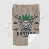 ディアエルクハンターアドネームボウ狩りロッジキャビン ゴルフタオル (インサイチュ)