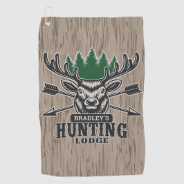 ディアエルクハンターアドネームボウ狩りロッジキャビン ゴルフタオル