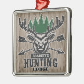 ディアエルクハンターアドネームボウ狩りロッジキャビン メタルオーナメント (左)
