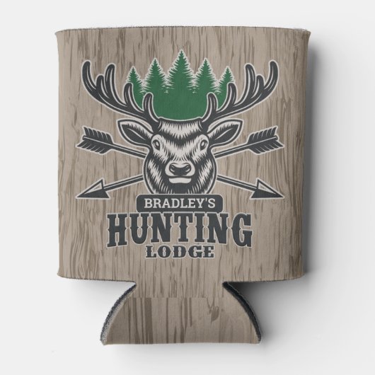 ディアエルクハンターアドネームボウ狩りロッジキャビン 缶クーラー (正面)