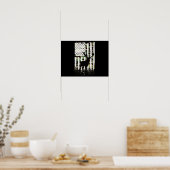 ディアエルクバック狩り迷彩柄USAフラッグカモフラージュ ポスター (キッチン)