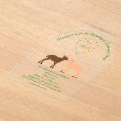 ディアカップルとデイジーカスタムハートモノグラムの アクリル招待状 (レイダウン)