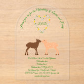 ディアカップルとデイジーカスタムハートモノグラムの アクリル招待状 (正面)