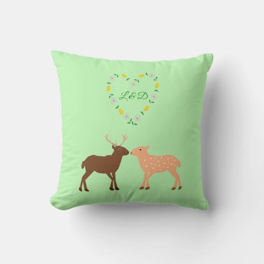 ディアカップルとデイジーハートカスタム クッション (正面)