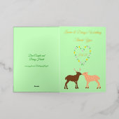 ディアカップルとデイジーハートカスタム 箔グリーティングカード (外側レイダウン)