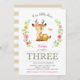 ディアガールウッドランドフローラキッズ第3回誕生日 招待状