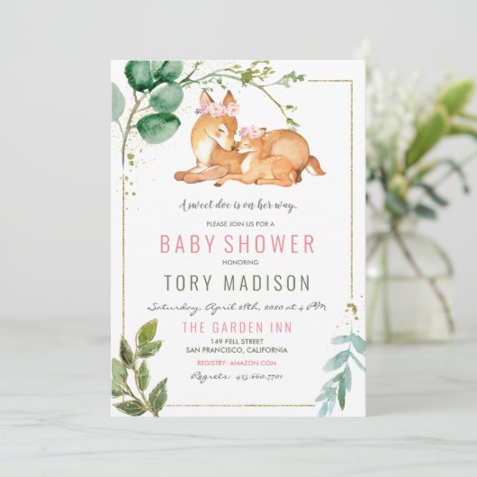 ディアガールベビーシャワー招待状 招待状 (スタンド正面)