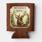 ディアキャビンパーソナライズされたビアウ素朴ッドグレイン 缶クーラー (正面)