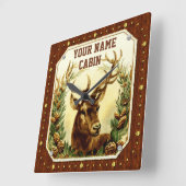 ディアキャビンパーソナライズされた名木目ヴィンテージ スクエア壁時計 (傾斜)