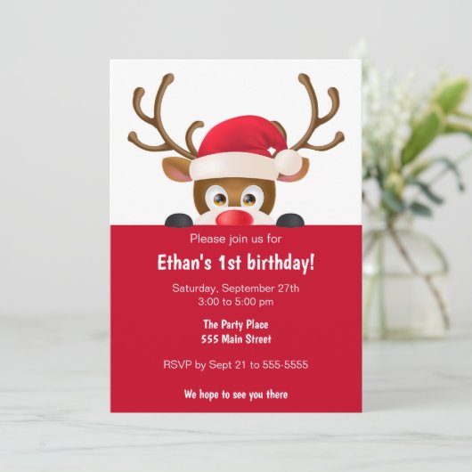 ディアクリスマス子供の誕生日パーティの招待状 招待状 (スタンド正面)