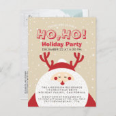 ディアサンタクリスマスホーホホホホリデーパーティー招待状 インビテーションポストカード (正面/裏面)