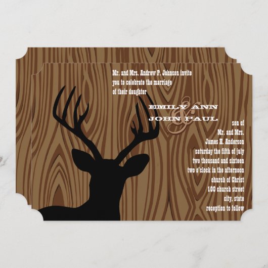 ディアシルエットウッドグレインウェディングアグレート 招待状 (正面/裏面)