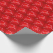ディアシルエットハッピーホリデーズクリスマスレッド ラッピングペーパー (角)