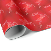 ディアシルエットハッピーホリデーズクリスマスレッド ラッピングペーパー (ロールコーナー)