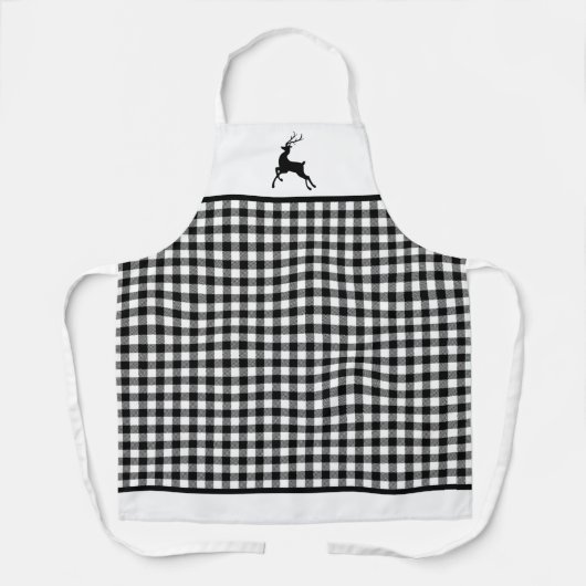 ディアシルエットブラック&ホワイトバッファロープレイド エプロン (正面)