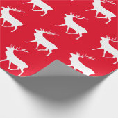 ディアシルエットレッドクリスマス ラッピングペーパー (角)