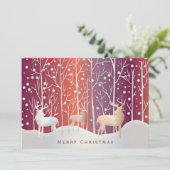 ディアシルエットin雪オレンジパープルホリデー シーズンカード (スタンド正面)