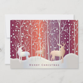 ディアシルエットin雪オレンジパープルホリデー シーズンカード