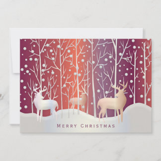 ディアシルエットin雪オレンジパープルホリデー シーズンカード
