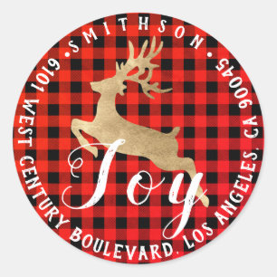ディアジョイレッド金ゴールドクリスマスリターンRSVPバッファロー ラウンドシール