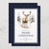 ディアスタグウォーターカラーブルースノーウィーメリークリスマス シーズンカード (正面/裏面)