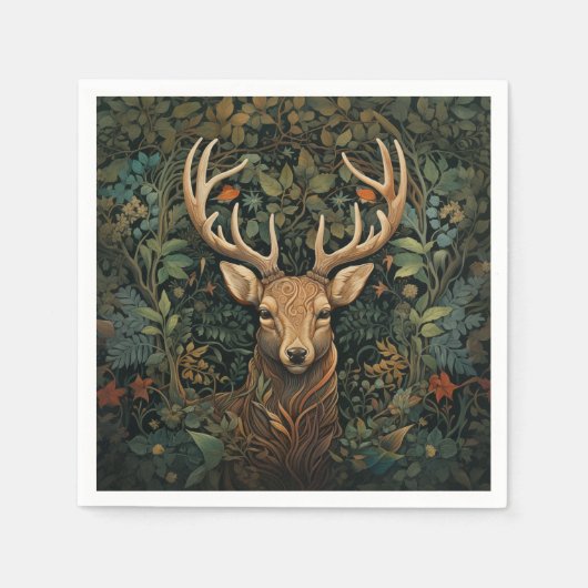ディアスタッグと〔雄ジカの〕枝角林魔法 スタンダードカクテルナプキン (正面)