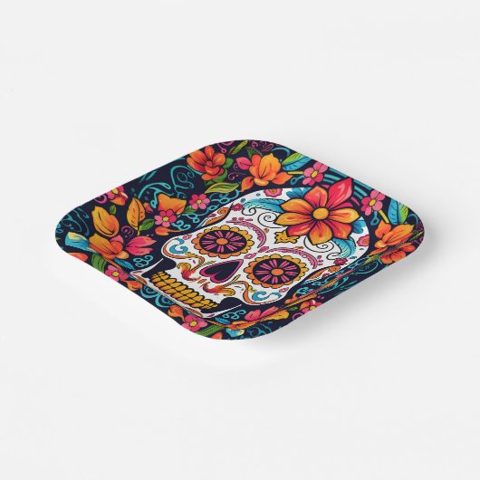 ディアデカラフルムエルトス☠️シュガースカル ペーパープレート (傾斜あり)