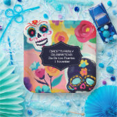 ディアデカラフルロスミュートシュガースカル ペーパープレート (パーティー)