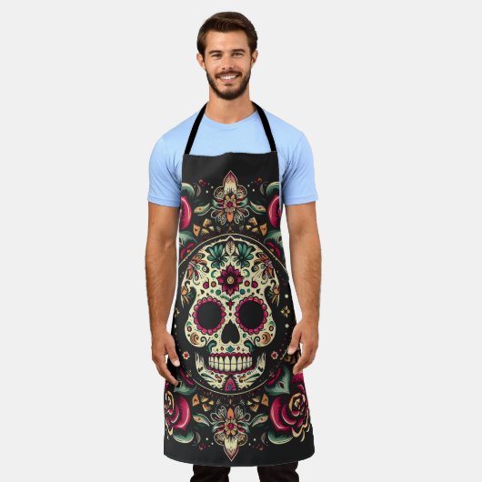 ディアデムエルトスデイオブザデッドマンダラハロウィーン エプロン (着用した状態)