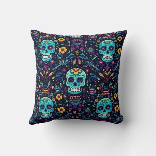 ディアデムエルトスベリエ：ターコイズ砂糖スカル仕様 クッション (裏面)