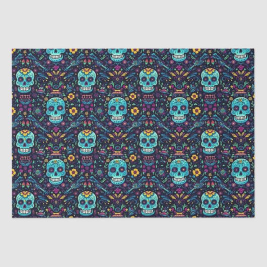 ディアデムエルトスベリエ:ターコイズ砂糖スカル仕様 薄葉紙 (正面)