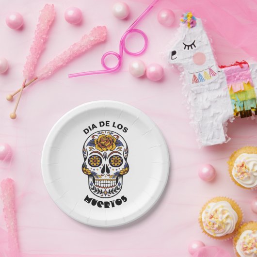 ディアデロスミュエルトカラフルススカルハロウィーン ペーパープレート (パーティー)